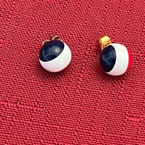 Vintage Gold Tone Red White And Blue Plastic Ball Stud Earrings